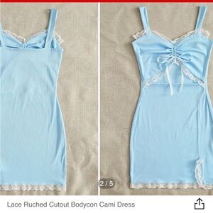 Light Blue Lace-Trim Slip Dress